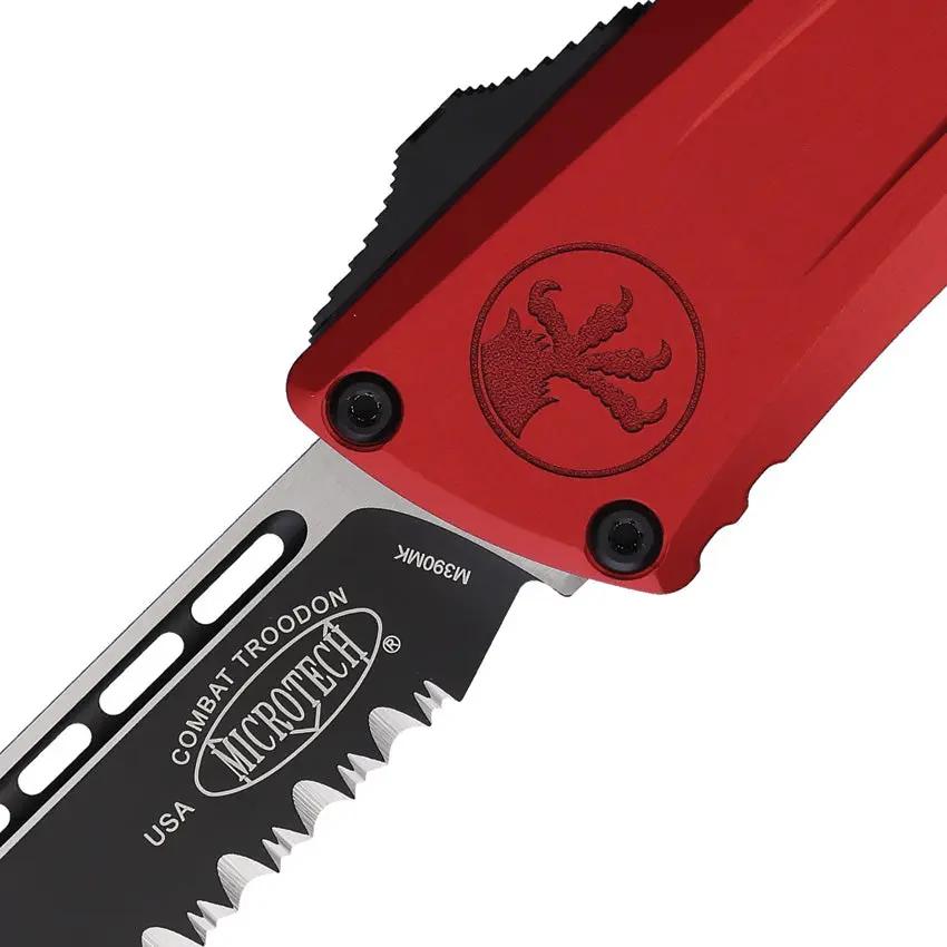 Microtech Troodon Auto Tactical Knife SE Gen III 1143-2RD With Automatic Opening And Red Aluminum Handle For EDC Fans by Microtech
