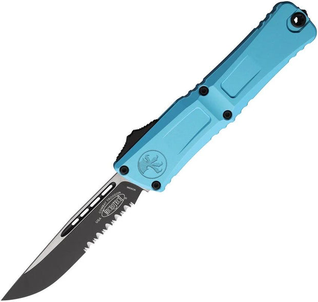 Microtech Troodon Auto Folding Knife Gen III SE 1143-2TQ Turquoise Handle Partially Serrated Blade For Tactical EDC by Microtech