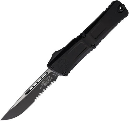 Microtech Auto Combat Troodon SE Gen III 4 Inch Serrated Blade Tactical Knife Auto Opening Black Aluminum For Pros by Microtech