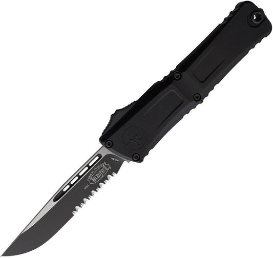 Microtech Auto Combat Troodon SE Gen III 4 Inch Serrated Blade Tactical Knife Auto Opening Black Aluminum For Pros by Microtech