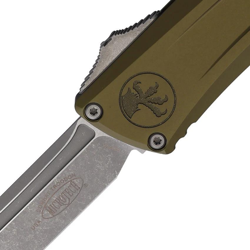 Microtech Auto Combat Troodon TE Gen III Tactical Knife Automatic Opening 4 Inch Blade OD Green Aluminum Handle by Microtech