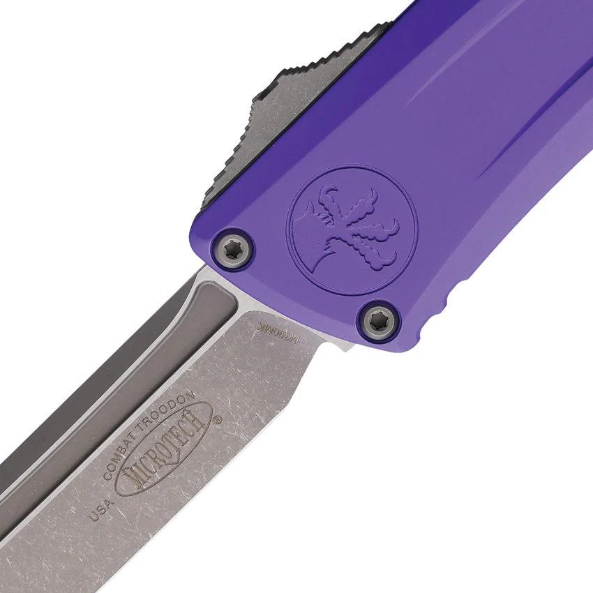 Microtech Auto Combat Troodon Gen III Knife Automatic Opening Apocalyptic M390 Blade Purple Aluminum Handle For EDC Fans by Microtech