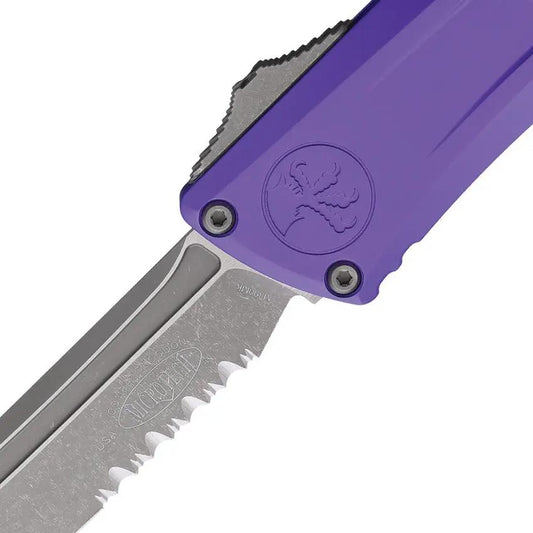 Microtech Auto Combat Troodon Gen III Automatic Knife with M390MK Blade Purple Aluminum Handle for Tactical Enthusiasts by Microtech