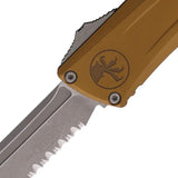 Microtech Auto Troodon Gen III EDC Knife M390 Tanto Glass Breaker Tan Aluminum Handle Auto Opening by Microtech