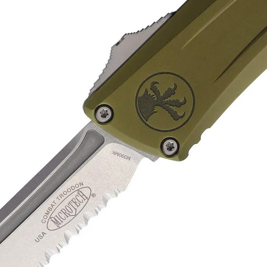 Microtech Automatic Combat Troodon TE Gen III 1144 11OD OD Green Aluminum Handle 4In Tanto Blade For EDC Enthusiasts by Microtech