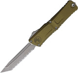 Microtech Auto Combat Troodon T E GenIII Automatic EDC Knife With 4 Inch Blade Apocalyptic Finish OD Green Aluminum Handle by Microtech