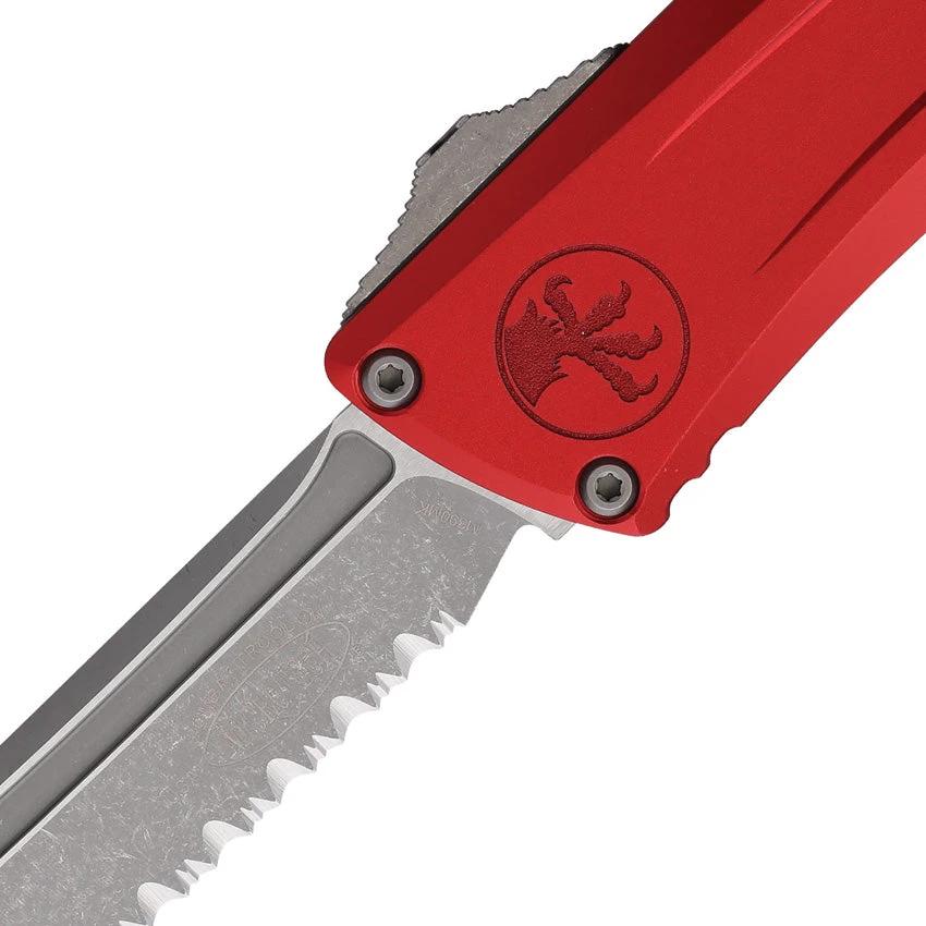 Microtech Auto Combat Troodon T E Gen III Knife With Automatic Opening 4in M390 Blade Red Aluminum Handle For EDC Fans by Microtech