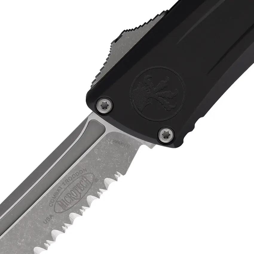 Microtech Troodon Auto Combat Knife Gen III 1144 12AP Bohler M390 Black Handle Glass Breaker For Tactical Pros by Microtech