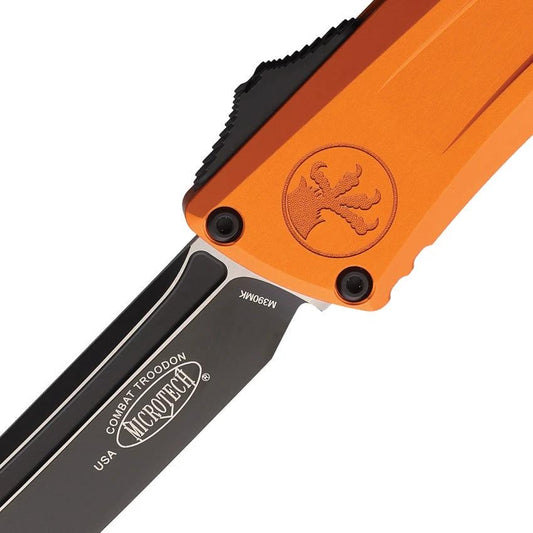 Microtech Auto Combat Troodon TE Gen III 1144-1OR Orange Handle With M390 Blade Glass Breaker For Knife Enthusiasts by Microtech