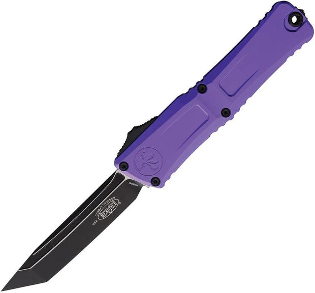 Microtech Elite Auto Combat Troodon Gen III Knife For EDC Enthusiasts With Automatic Opening And Purple Aluminum Handle by Microtech