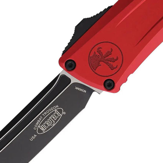 Microtech Auto Combat Troodon TE Gen III Automatic Knife With 4In Bohler M390 Blade Red Aluminum Handle For Collectors by Microtech