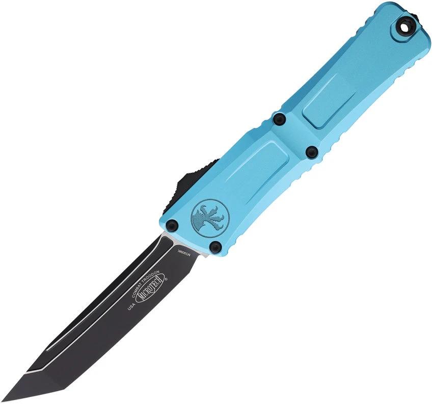 Microtech Auto Combat Troodon Gen III 1144 1TQ Automatic Tactical EDC Knife With Turquoise Aluminum Handle by Microtech