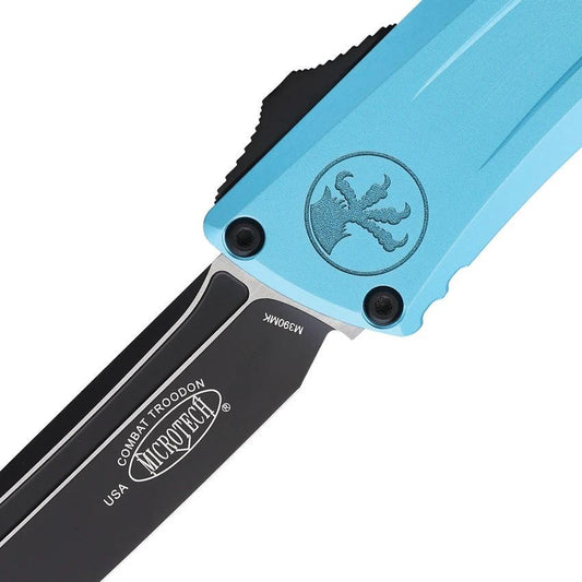 Microtech Auto Combat Troodon Gen III 1144 1TQ Automatic Tactical EDC Knife With Turquoise Aluminum Handle by Microtech