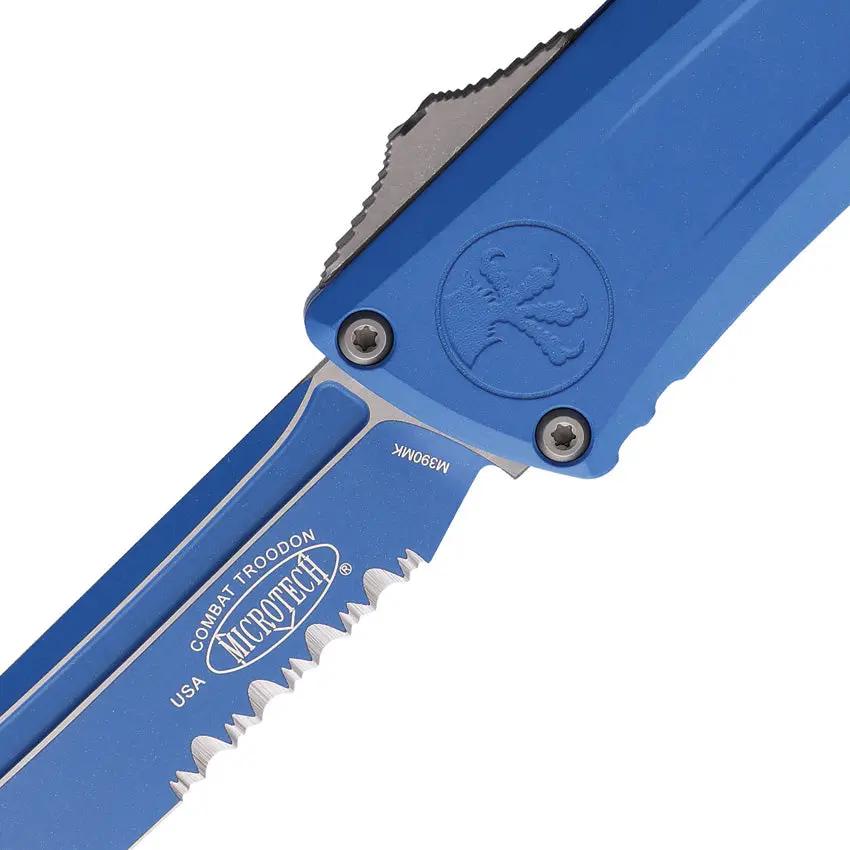Microtech Auto Combat Troodon Gen III 1144-2BL-C1Z13 Automatic Knife With Blue Cerakote Handle For Tactical Pros by Microtech