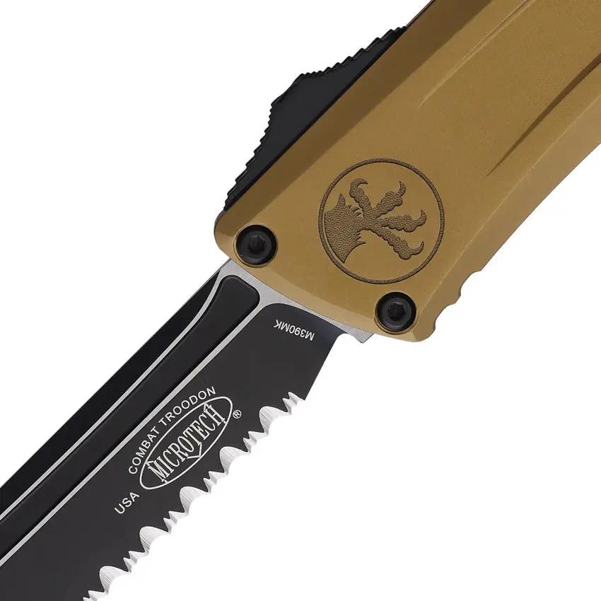 Microtech Automatic Combat Troodon Gen III Premium Two Tone Serrated Bohler M390MK Blade For Tactical Enthusiasts by Microtech