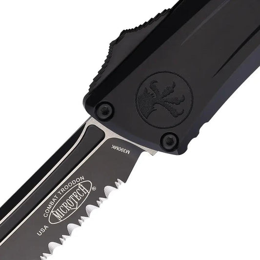 Microtech Auto Troodon Gen III Knife With Automatic Opening 4 Inch M390 Blade Black Aluminum Handle Tactical EDC Pros by Microtech