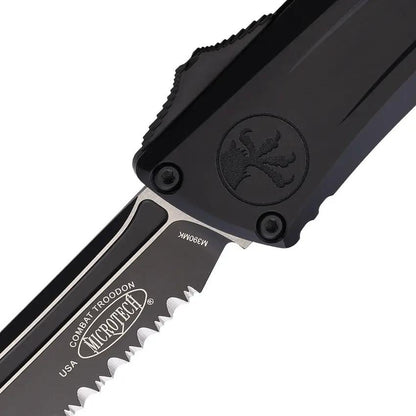 Microtech Auto Troodon Gen III Knife With Automatic Opening 4 Inch M390 Blade Black Aluminum Handle Tactical EDC Pros by Microtech