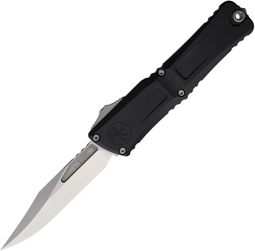 Microtech Auto Combat Troodon Gen III Knife Automatic Opening 4 Inch Bowie Blade Black Aluminum For Tactical EDC Pros by Microtech