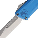 Microtech Auto Combat Troodon Gen III Tactical Knife With Automatic Opening 4 Inch Bowie Blade Blue Aluminum by Microtech