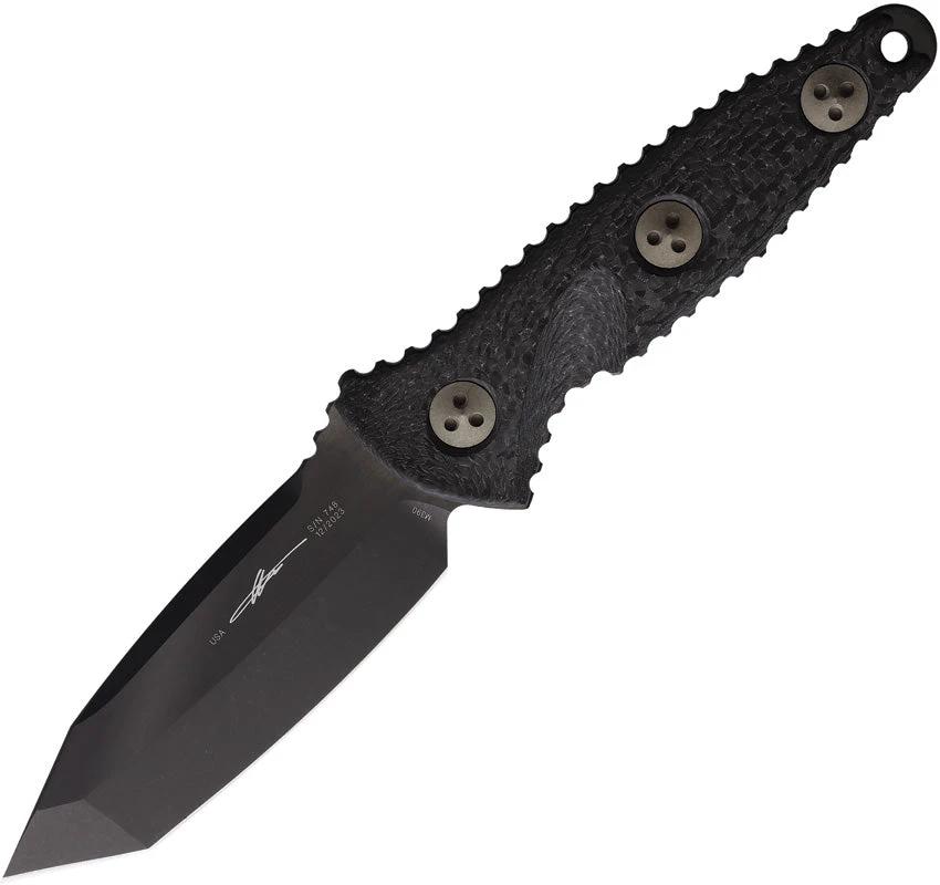 Microtech Socom Alpha Mini Tactical Knife DLC Coated Tanto Blade Carbon Fiber Handle Full Tang For Tactical Enthusiasts by Microtech