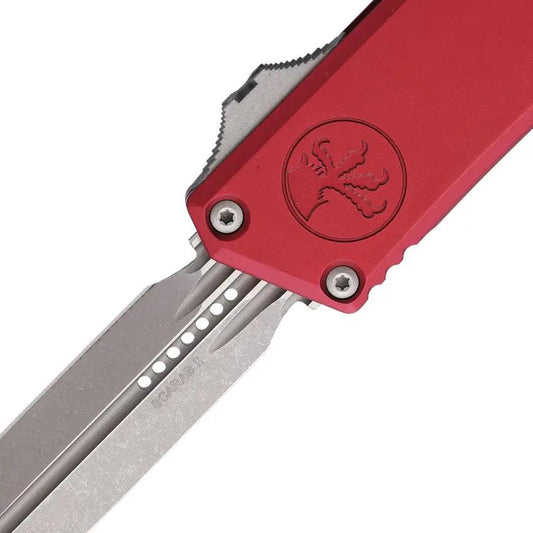 Microtech Auto Scarab II OTF Knife Apocalyptic M390MK Blade Merlot Aluminum Handle Glass Breaker For Tactical Enthusiasts by Microtech