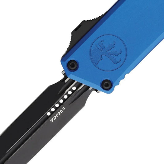 Microtech Auto Scarab II OTF Gen III 1175 1BL Dual Tone Dagger Blade Blue Aluminum Handle For Professionals by Microtech