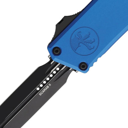 Microtech Auto Scarab II OTF Gen III 1175 1BL Dual Tone Dagger Blade Blue Aluminum Handle For Professionals by Microtech