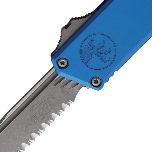 Microtech Auto Scarab II Gen III Executive Knife Auto Opening Blue Aluminum Handle M390 Blade For Tactical Enthusiasts by Microtech