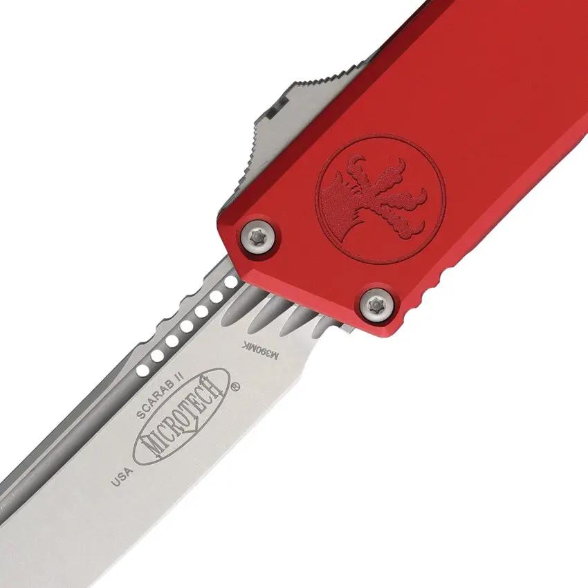 Microtech Auto Scarab II OTF Knife Gen III 1177 10RD Red Aluminum Handle Glass Breaker Premium EDC Tactical by Microtech