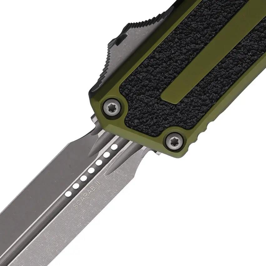 Microtech Auto Scarab II OTF Knife Gen III 1180 10APOD Double Edge M390MK Tactical Blade for EDC OD Green Handle by Microtech