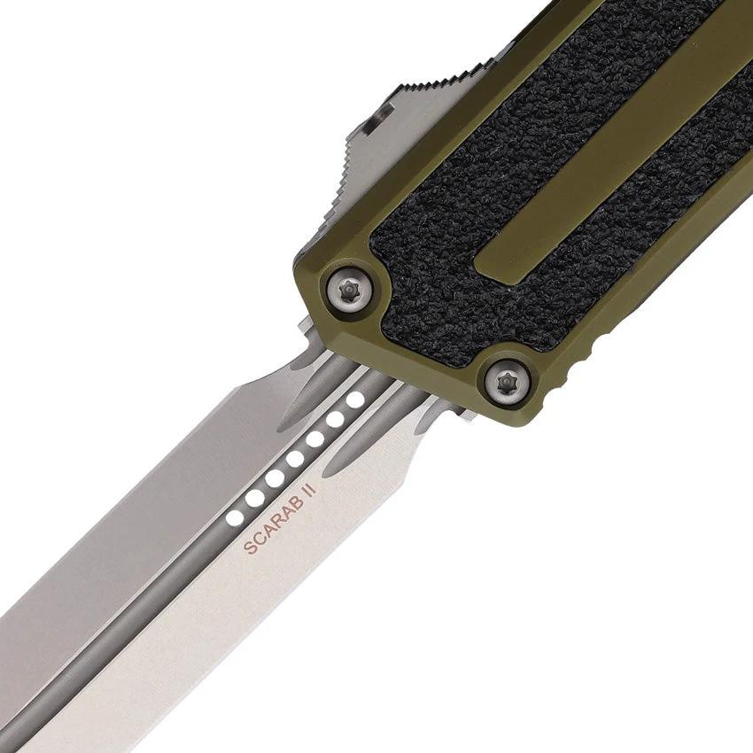 Microtech Auto Scarab II OTF Gen III 1180 10OD Automatic Knife EDC Enthusiasts Glass Breaker OD Green Handle by Microtech