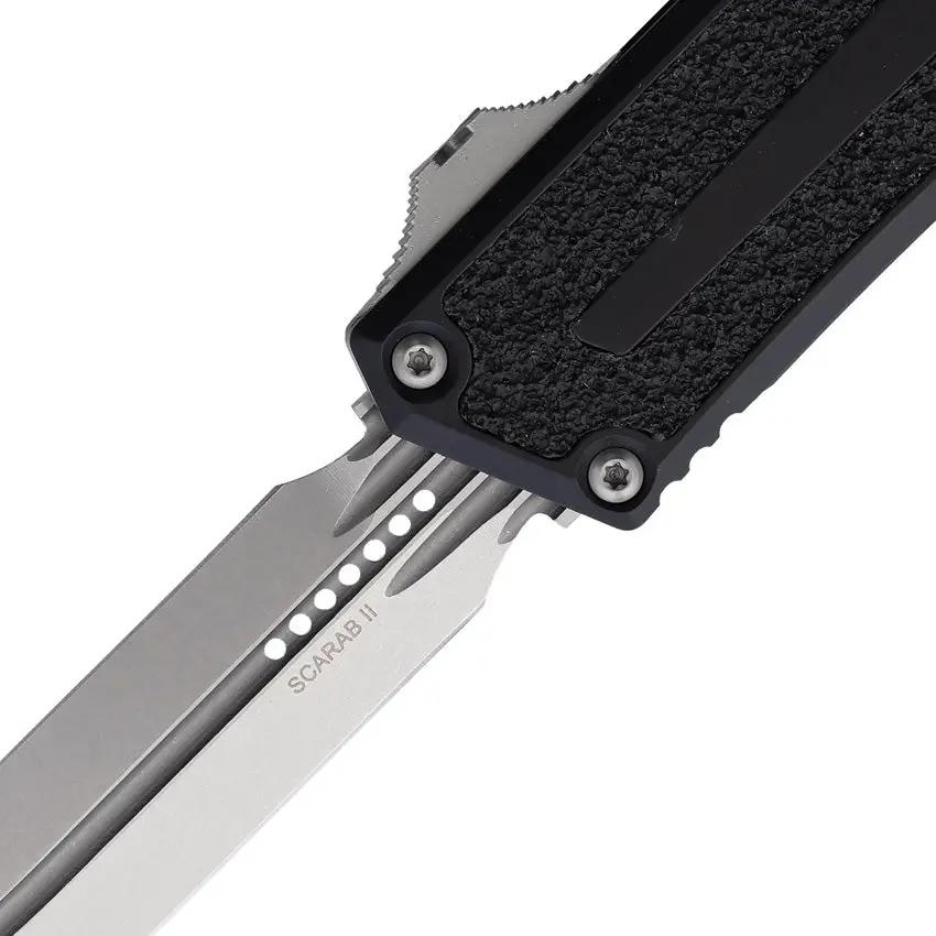 Microtech Auto Scarab II OTF Gen III SW 1180-10 Knife, 5.75 Inch Closed, Stonewash M390MK Blade, Black Handle, EDC Ready by Microtech
