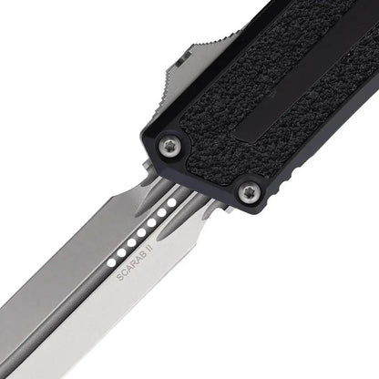 Microtech Auto Scarab II OTF Gen III SW 1180-10 Knife, 5.75 Inch Closed, Stonewash M390MK Blade, Black Handle, EDC Ready by Microtech