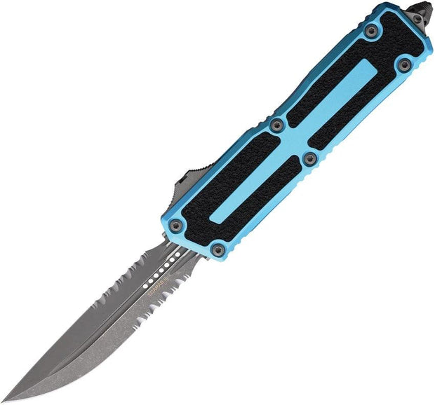Microtech Scarab II OTF Auto Knife M390 Double Edge With Apocalyptic Finish Turquoise Handle For Tactical Pros by Microtech