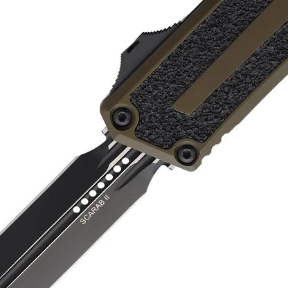 Microtech Scarab II OTF Auto Knife Gen III OD Green Aluminum Handle M390 Blade Glass Breaker For EDC Enthusiasts by Microtech