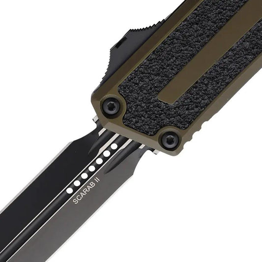 Microtech Scarab II OTF Auto Knife Gen III OD Green Aluminum Handle M390 Blade Glass Breaker For EDC Enthusiasts by Microtech