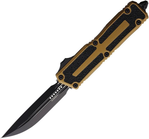 Microtech Scarab II OTF Auto Knife Gen III 1180-1TA For EDC Enthusiasts Tan Aluminum Handle Double Edge M390 Blade by Microtech