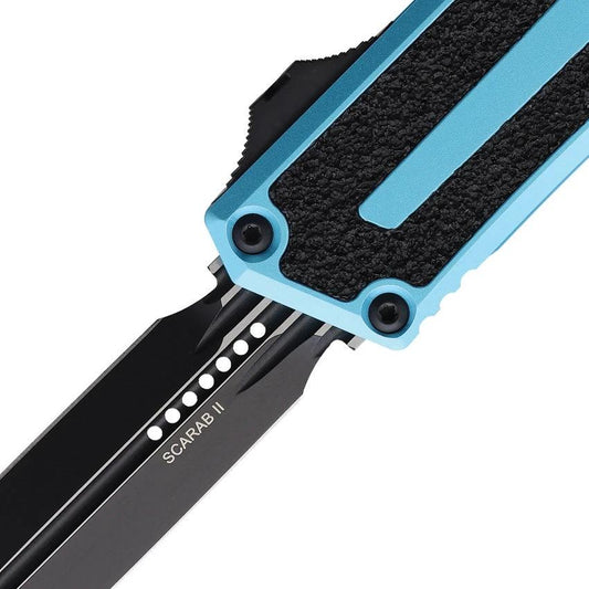 Microtech Scarab II Auto OTF Knife Gen III DE 1180-1TQ Turquoise Aluminum Handle For EDC Enthusiasts M390 Blade by Microtech