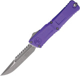 Microtech Auto Combat Troodon Intercepto Knife With Auto Opening M390 Blade Purple Aluminum Handle For Tactical Pros