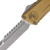 Microtech Auto Troodon Intercepto Knife 5.5 Inch Closed 4 Inch M390 Apocalyptic Finish Tan Aluminum EDC Enthusiasts by Microtech