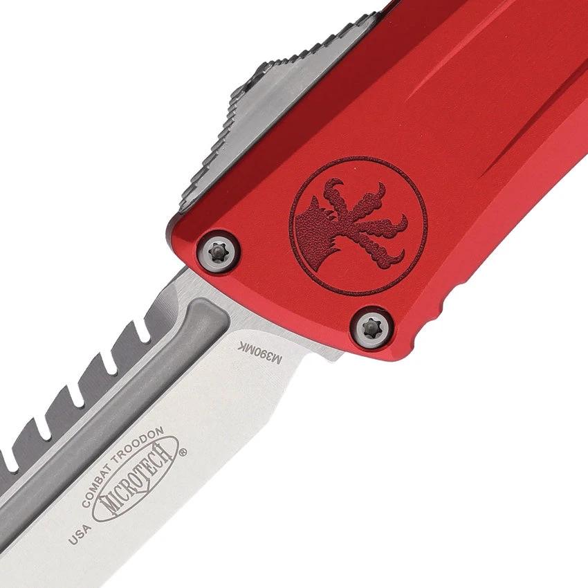 Microtech Auto Combat Troodon Intercepto Tactical Knife Automatic Opening M390 Blade Red Handle For Tactical Users by Microtech