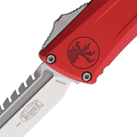Microtech Auto Combat Troodon Intercepto Tactical Knife Automatic Opening M390 Blade Red Handle For Tactical Users by Microtech
