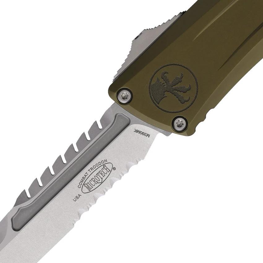 Microtech Auto Combat Troodon Intercepto Knife M390MK Blade OD Green Aluminum Handle Glass Breaker Tactical EDC by Microtech
