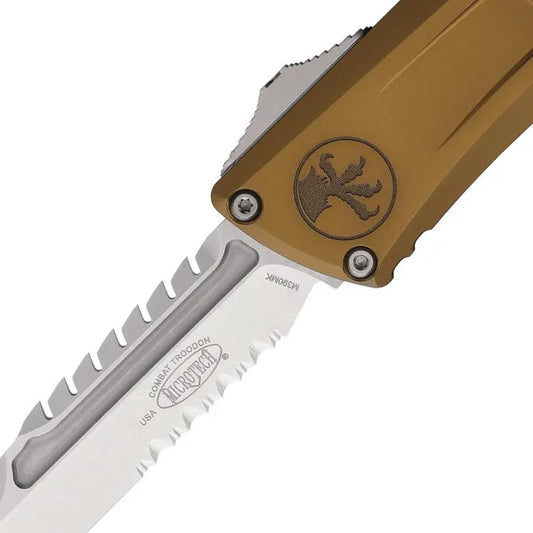 Microtech Auto Combat Troodon Intercepto 1217-11TAS Automatic Opening Tactical EDC Knife With 4 Inch M390 Blade by Microtech