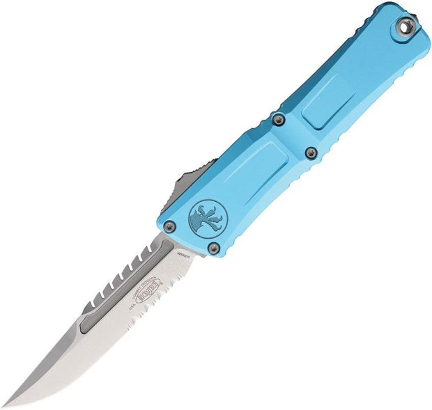 Microtech Automatic Combat Troodon Intercepto Knife For EDC Tactical Enthusiasts With M390 Blade And Turquoise Handle