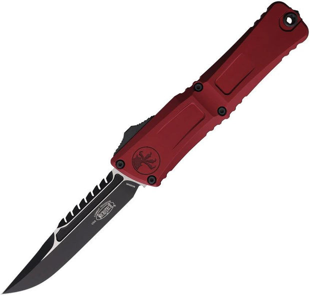 Microtech Auto Troodon Intercepto Knife Automatic Opening 4in Bohler M390MK Blade Merlot Aluminum Handle Tactical EDC