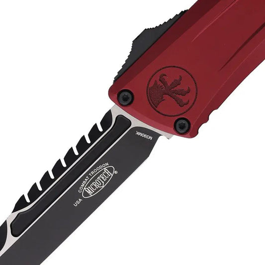Microtech Auto Troodon Intercepto Knife Automatic Opening 4in Bohler M390MK Blade Merlot Aluminum Handle Tactical EDC by Microtech