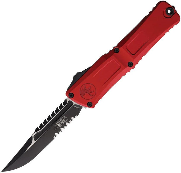 Microtech Automatic Knife Troodon Intercepto 1217 2RDS Red Aluminum Handle M390MK Two Tone For Tactical EDC Enthusiasts