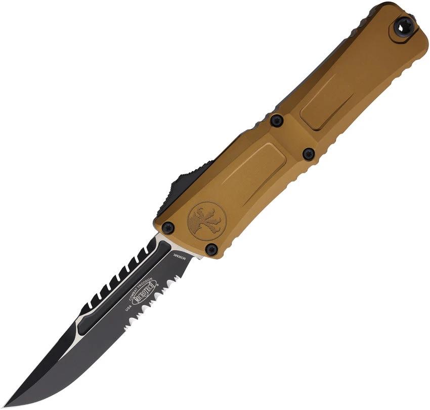 Microtech Auto Combat Troodon Intercepto Knife With Automatic Opening For Tactical Enthusiasts 5.5in Closed 4in M390 by Microtech