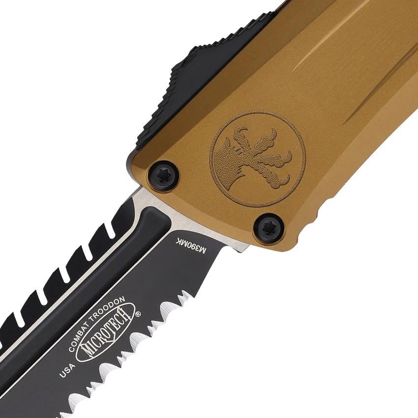 Microtech Auto Combat Troodon Intercepto Knife With Automatic Opening For Tactical Enthusiasts 5.5in Closed 4in M390 by Microtech